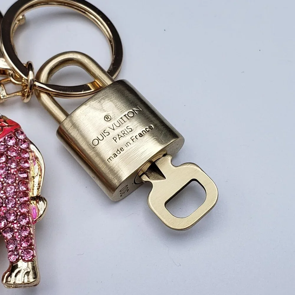 LV Gold Padlock 🔑 Authentic Louis Vuitton Charm + Unbranded Elephant Keychain